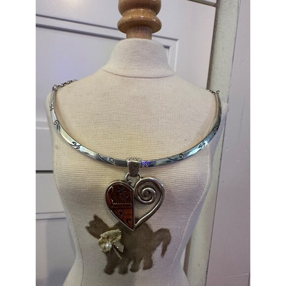 Brighton Silver & Copper Reversible Heart Pendant Necklace Adjustable Chain #554 - Picture 12 of 13